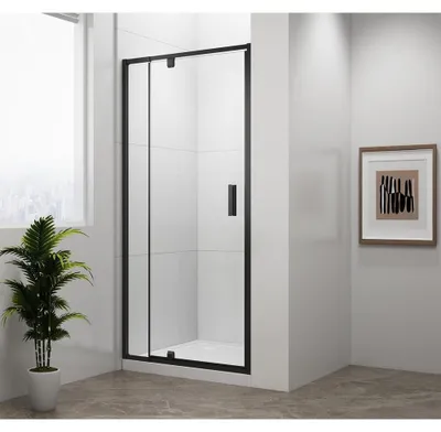Obrázok produktu pre EASY BLACK otočné sprchové dvere 880-1020 mm, číre sklo