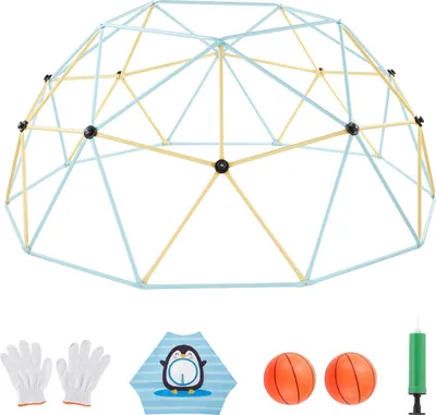 Obrázek produktu pro SucceBuy Geometrická prolézačka s lezeckou kopulí, včetně 2 basketbalových míčů a sítě (305 cm), nosnost až 453 kg, lezecká hračka pro děti od 3 do 10 let na zahradu a hřiště