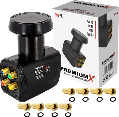 Produktbild von PremiumX Quattro LNB SAT für Multischalterbetrieb DVB-S2 HD 4K inkl. 8x F-Stecker