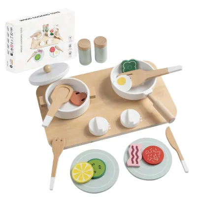 Produktbild von Spielküche Kinderküche Zubehör für Spielküche Holz, mit Geschirr, Töpfe, Pfannen