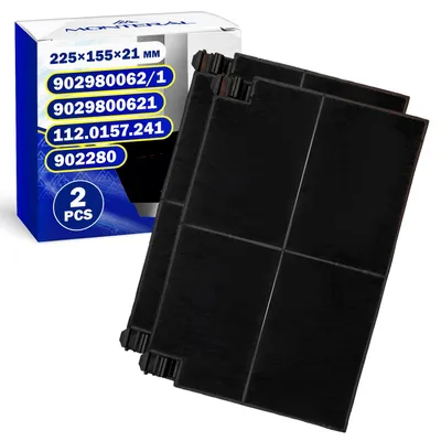 2 Aktivkohlefilter für Dunstabzugshaube, 225x155x21 mm