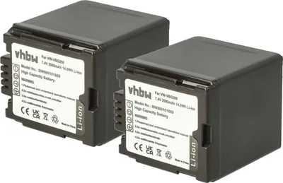 Produktbild von vhbw 2x Akku kompatibel mit Panasonic HDC-SD600, HDC-SD300, HDC-SD707, HDC-SD200, HDC-SD9 Videokamera Camcorder (2000 mAh, 7,2 V, Li-Ion) + Infochip