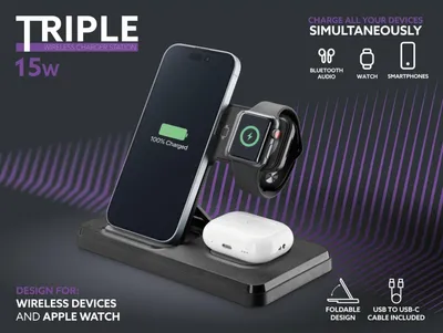 Image de Cellularline Triple Wireles Charger 3in1 Black
