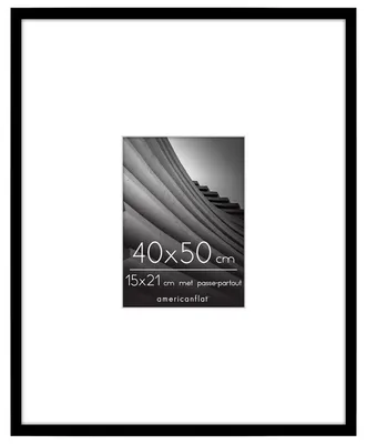 Fotolijst 40x50 cm, schwarz, mit Passepartout, Kunststoffglas