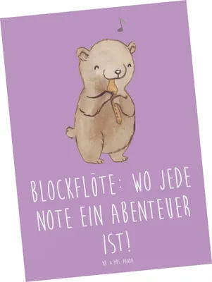 Produktbild von Mr. & Mrs. Panda Postkarte Abenteuer Blockflöte - Lavendeltraum - Geschenk, Sopranblockflöte, kunstkarte, Musizieren, Musik, Postkarten, Musikinstrument, Musiker, Lernen