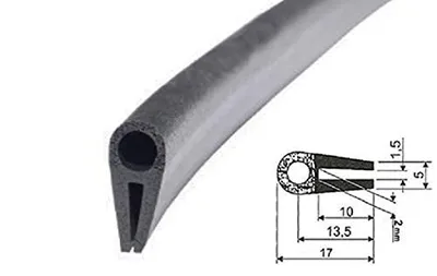 Produktbild von Gummidichtung Typ U Rand U1 U2 mm Schwarz B1266 Universal