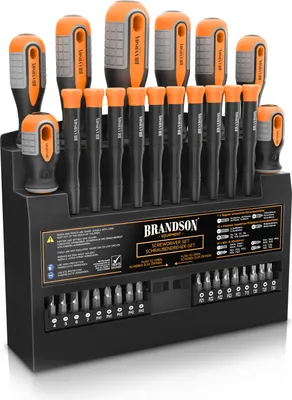 Produktbild von Brandson Schraubendreher Set 36 teilig - Chrom Vanadium - magnetisch - 18 Bits mit Bithalter - Schlitz und Kreuzschlitz Schraubendreher - Feinmechanik Schraubendreher - Schraubenzieher Satz