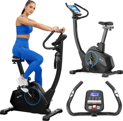 Image de Vélo d'appartement magnétique Gymtek, vélo pour la maison - jusqu'à 150kg - 16 niveaux de résistance, masse d'inertie de 10kg - écran LCD - pour Home Gym, Fitness