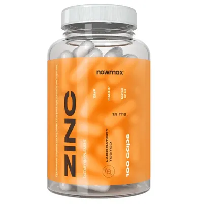 Produktbild von nowmax® Zink 15 mg 100 Kapseln – Zink Nahrungsergänzung für Immunsystem, Haare & Nägel