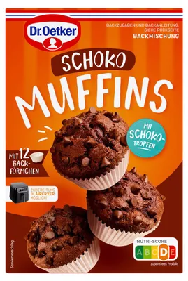 Zdjęcie produktu dla Dr Oetker Muffiny Czekoladowe Ekstra wilgotne z kawałkami czekolady 335g