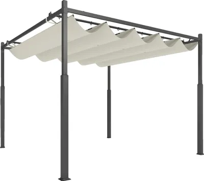 Obrázek produktu pro Zahradní pergola, zatahovací střecha, ochrana proti UV záření, BÍLÁ