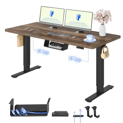 Produktbild von FLEXISPOT E1 Pro Elektrisch Höhenverstellbarer Schreibtisch 140x80cm 25MM EINTEILIGE TISCHPLATTE Doppelmotor 120KG Tragkraft, 4 Speicherplätze(Braun)