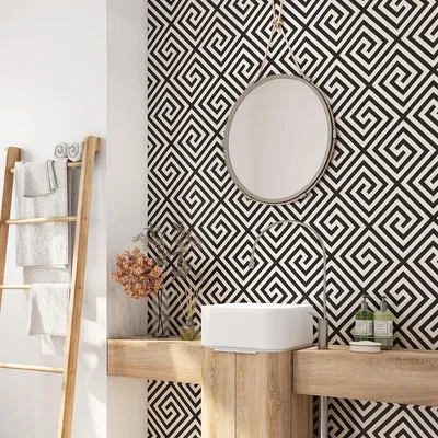 Produktbild von Klebefolie für Badezimmer - Lumaléa - Grafikmotiv - Klebefolie + GLANZ-Schutz - 80 x 80 cm