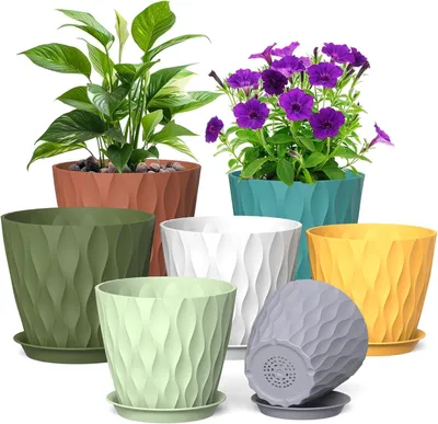 Produktbild von Blumentopf Set, 7-teilig, bunt, Kunststoff, für Innen und Außen