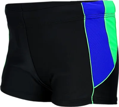 Produktbild von Aquarti Jungen Kurze Badehose mit Einsätzen Seitlich , Farbe: Schwarz/Blau/Grün, Größe: 128