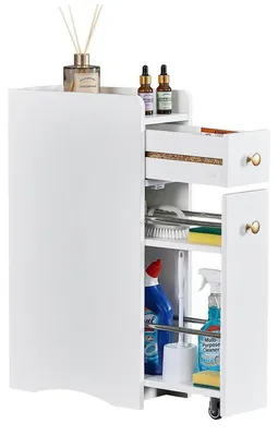 Produktbild von Badezimmerschrank schmal Weiß 40 x 18 x 70 cm Spanplatte