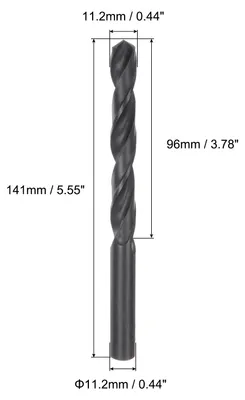 Produktbild von 2 Stš¹ck 11,2mm Metallbohrer lang 141mm, HSS Bohrer, Universal-Rundschaftbohrer fš¹r Edelstahl, Holz, Aluminium, Eisen, Metall, Kunststoff, Schwarz