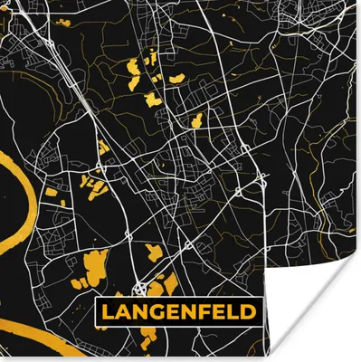 Produktbild von MuchoWow® Poster Karte - Langenfeld - Gold - Stadtplan - Deutschland 100x100 cm - Babyzimmer