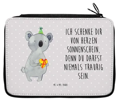 Produktbild von Mr. & Mrs. Panda Mäppchen Koala Geschenk - Grau Pastell - Party, Federtasche, Etui, Schlampermäppchen, Federmäppchen, Bleistiftetui, Geburtstag, Federmappe