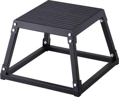 Obrázok produktu pre Plyometrická skoková krabica, 12-palcová plyometrická krabica, oceľová plyometrická platforma a skoková agilita krabica, protiskluzová fitness cvičebná step up krabica pre domáce posilňovne, kondičné silové tréningy, čierna