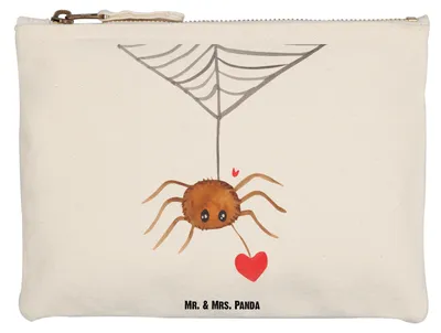 Produktbild von Mr. & Mrs. Panda Schminktasche Spinne Agathe Liebe Grösse XL Große - Weiß - Geschenk, kosmetiktäschchen, Federmappe, Kulturbeutel, Liebesgeschenk, Verliebt, Mäppchen