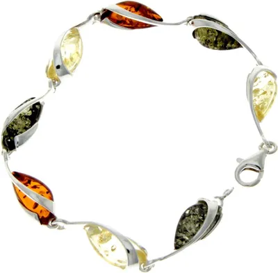 Productafbeelding van Elegante Armband 925 Sterling Zilver met Echte Baltische Barnsteen Edelstenen, 19.5 cm