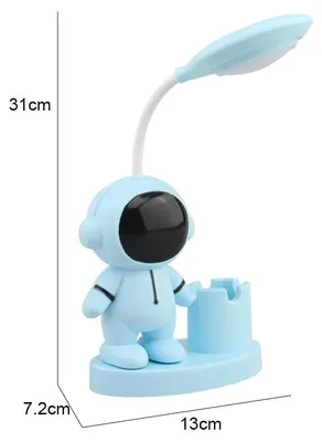 Produktbild von Flexible LED-Astronauten-Schreibtischlampe mit Stiftehalter und Bleistiftspitzer – Blau