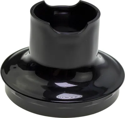A black plastic attachment for a blender.