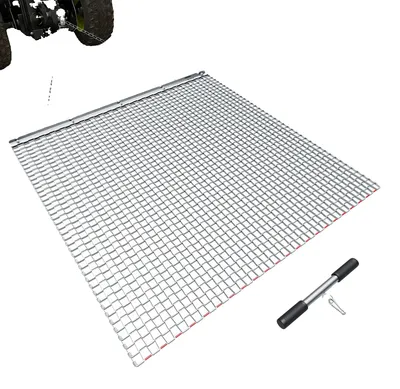 Zdjęcie produktu dla VEVOR Brona ciągniona, 122 x 122 cm, brona do łąk, brona ciągniona do łąk, brona polowa ze stali ocynkowanej z łańcuchem do zawieszania, osprzęt do pojazdów ATV, UTV i ciągników do wyrównywania dróg żwirowych, śladów kół i pól.