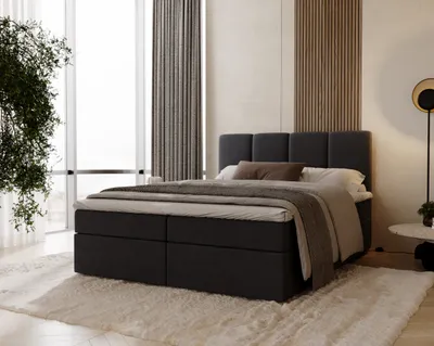 Produktbild von FurMeb24 Boxspringbett OLIA - 140 x 200 cm - GRAPHIT - mit topper