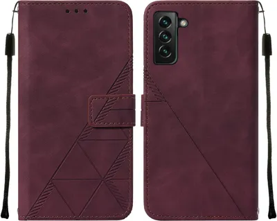 Produktbild von Galaxy S22 Plus Hülle, Schlank Prägung Flip Leder Kartenfächer Schutzhülle mit Ständer für Samsung Galaxy S22 Plus Rot