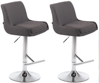 Produktbild von TPFLiving 2er Set Barhocker Cludo Gestell Metall in Chromoptik Stoff Dunkelgrau