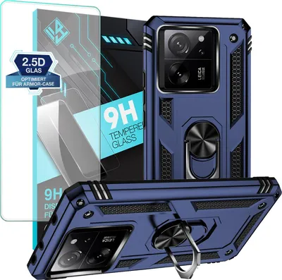 Produktbild von Armor Outdoor Handyhülle für Xiaomi 13T / 13T Pro Handy Panzer Case Schutzhülle mit 9H Displayglas Displayschutz Farbe: Blau