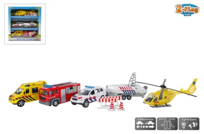 Produktbild von 2-Play Rettungsdienst Spielzeugset mit Die-Cast Autos und Hubschrauber