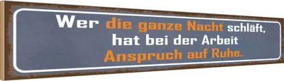 Produktbild von vianmo Holzschild 10x46 cm wer ganze Nacht schläft Arbeit Spruch Zitat
