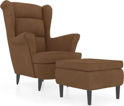 Produktbild von vidaXL Ohrensessel mit Hocker Braun Samt