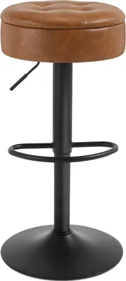 Produktbild von WOLTU Barhocker, Sitzhocker mit Stauraum, höhenverstellbar, 360° drehbar, Kunstleder Metall : Braun 1 Farbe: Braun Stückzahl: 1