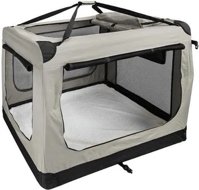Productafbeelding van Hondenbox Opvouwbaar - Beige Groot 122x80x82 cm - Draagtas Voor Huisdieren - Transportbox Voor Auto En Binnen