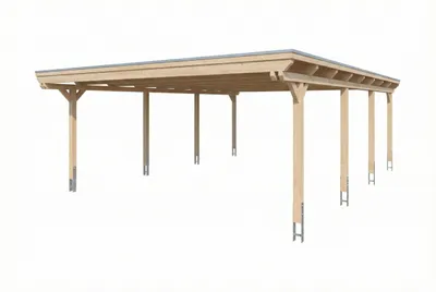 Zdjęcie produktu dla Podwójny wiat garażowy SKAN HOLZ Emsland wraz z folią EPDM, kotwy słupkowe, 609 x 846 cm, kolor naturalny