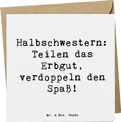 Produktbild von Mr. & Mrs. Panda Glückwunschkarte Spruch Halbschwester Freude - Weiß - Geschenk, Grußkarte, Klappkarte, Familiendynamik, Familie, Dankeschön, Familiengeschenke, faltkarte