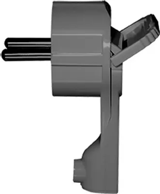 Produktbild von Abgewinkelter cee 7/7 Stecker extra flach, only 8 mm dick, passt perfekt hinter alle Möbel, die beste Lösung für wenig Platz. mit Klappgriff, cee 7/7 Stecker, schwarz
