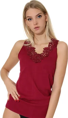 Produktbild von Cotton Prime® Shirt, Unterhemd mit Spitze 40-42 bordeaux