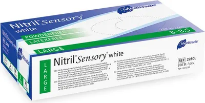Produktbild von Meditrade Nitril Sensory white  Größe L| Packung (200 Stück)