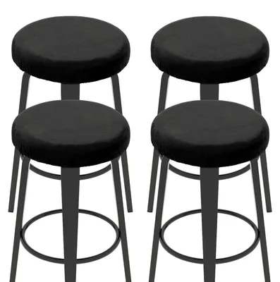 4 Barhockerbezüge aus Flanell, 35-45 cm, schwarz, waschbar