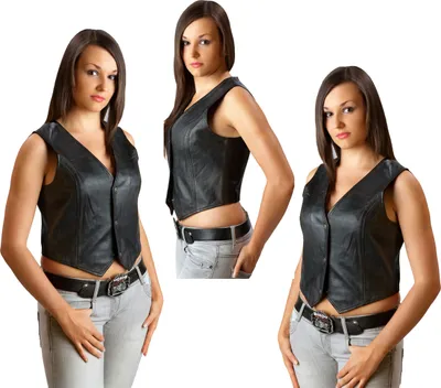Produktbild von Lederweste Damen Biker Lady Leather vest Western Motorrad Kutte L - 42/44