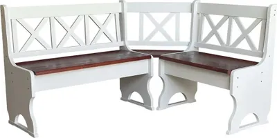 Image de Banc d'angle II blanc en pin avec assise en couleur Calvados 180 x 180 cm