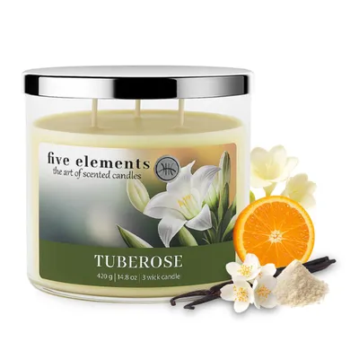 Immagine prodotto di Candela profumata Five Elements Tuberose, 420 g, tre stoppini