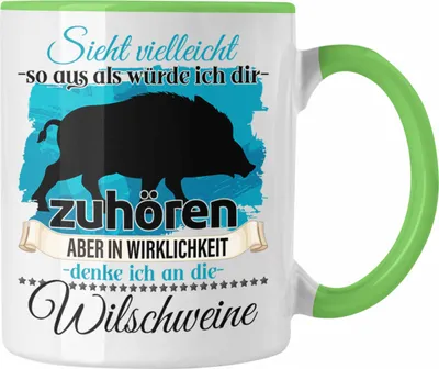 Produktbild von Trendation - Jäger Geschenk Tasse Wildschwein Liebhaber Geschenkidee Lustiger Spruch (Grün)