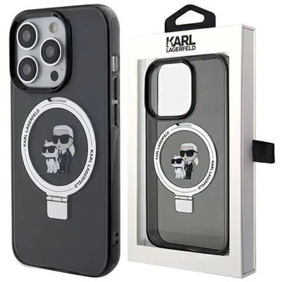 Produktbild von Karl Lagerfeld Ring Stand Karl&Choupette MagSafe Hülle für iPhone 13 Pro Max  Schwarz Handyhülle