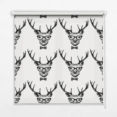 Produktbild von Seitenzug-Rollo Fensterrollo Jalousie - Lichtdurchlässig Springrollos - 110x140 cm - Rentiere mit Brillen